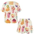thumbnail image 3 of Cartoon Cake Women's Ruffle Short Sleeve Tops And Shorts Cute Peeps Bunny Pajamas Sets, 3 of 7