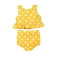 thumbnail image 4 of Hessimy Girl Swimsuit 2 Piece Solid Color+Tropical Print Tankini Swimsuits Modest Swimwear Girl Bathing Suit（Yellow,18-24 Months), 4 of 4