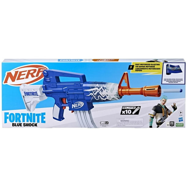 トイガン NERF FORTNITE BLUE SHOCK Nerf Fortnite Blue Shock Blaster, 10-Dart Clip, 10 Elite Nerf