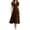 Brown, variant on Women's Elegant Satin Pleated Midi Dress V Neck Collar Short Sleeve Ruched Wedding Guest Dresses (Red M)