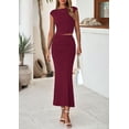 thumbnail image 3 of Conjunto de Falda PRETTYGARDEN Top Corto y Falda Maxi Rojo Vino M, 3 of 9