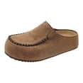 thumbnail image 5 of Women's Platform Suede Slip On Casual Shoes Close Toe Lightweight Clogs Wide Width Non Slip Slide Walking Shoes Brown Size 8.5, 5 of 6
