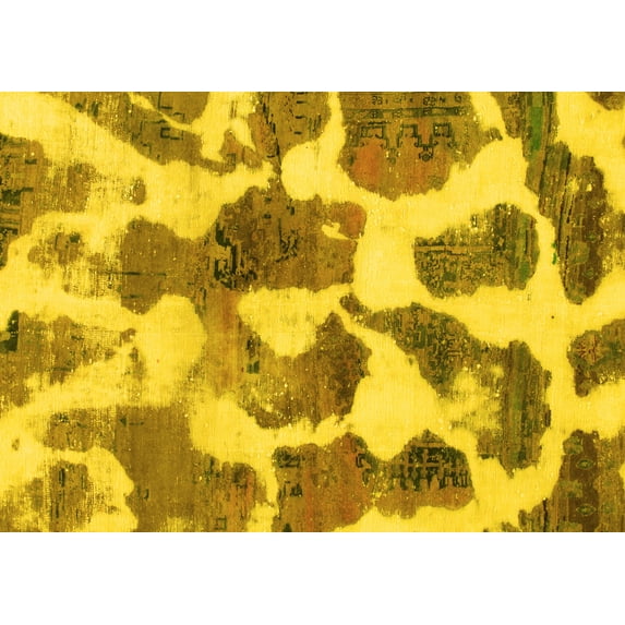 Ahgly Company Indoor Rectangle Oriental Yellow Modern Area Rugs, 8' x 12'