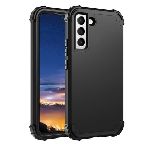 Dteck for Samsung S24 Plus Case, 3 in 1 Heavy Duty Shockproof Hybrid Hard PC Soft Rubber Drop Protection Slim Full-Body Protective Cover Case for Galaxy S24 Plus 5G, Black