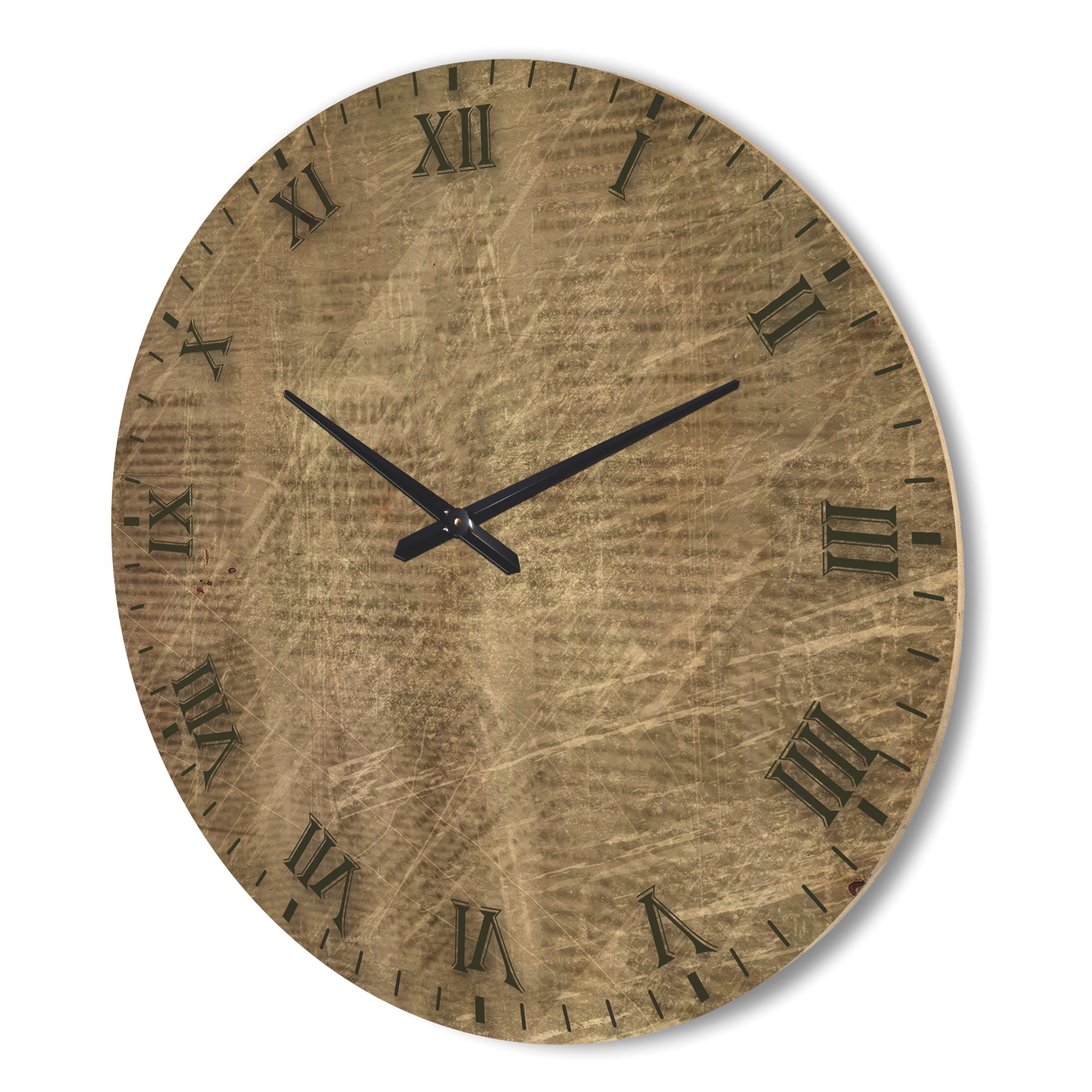 Designart 'Vintage Old Paper Style' Farmhouse Wood Wall Clock