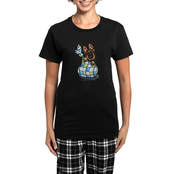 CafePress - Baby German Shepherd Women's Dark Pajamas - Women's Short Sleeve Print T-Shirt and Pants Dark Cotton Pajama Set