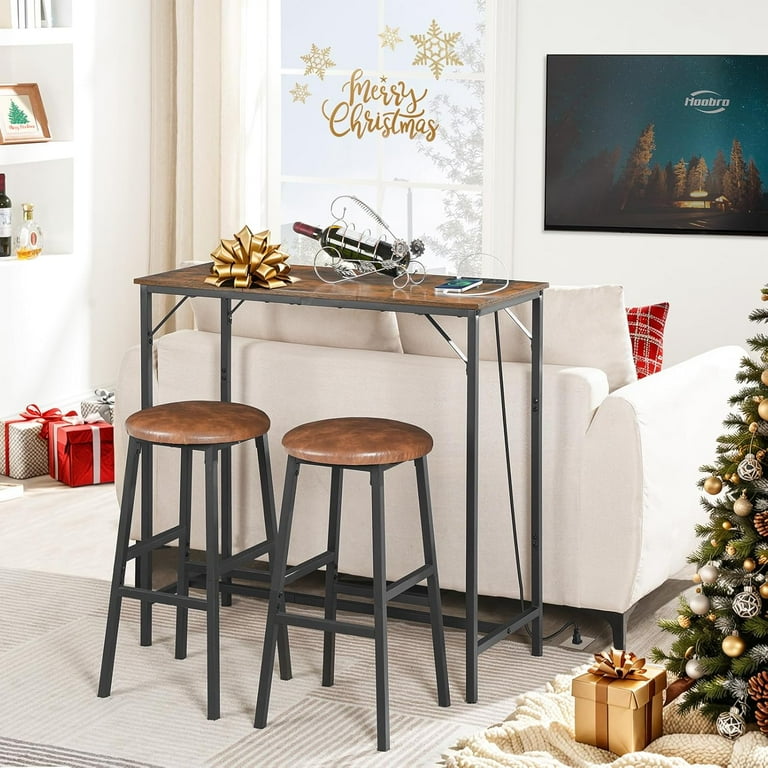 ZENX Bar Table with Charging Station, Rectangular Pub Table