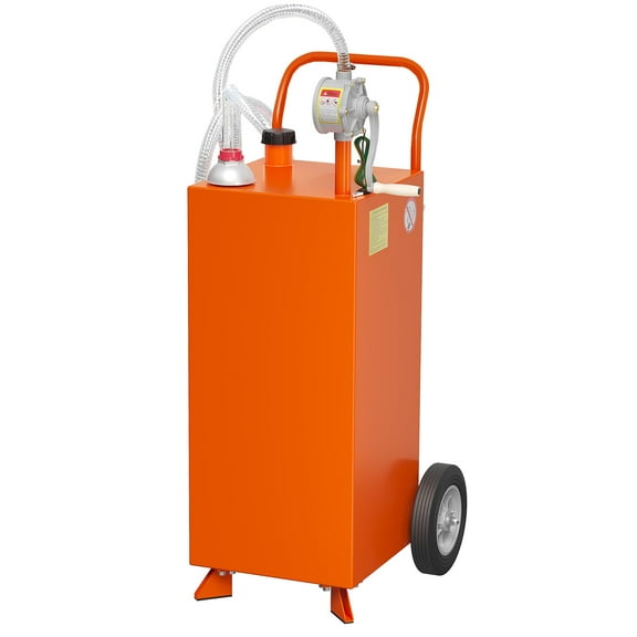 Luku 35 Gallon Fuel Caddy,Fuel Storage Tank with Manual Transfer Pump,Gasoline Diesel Fuel Container for Cars,Lawn Mowers,ATVs,Boats,More,Orange
