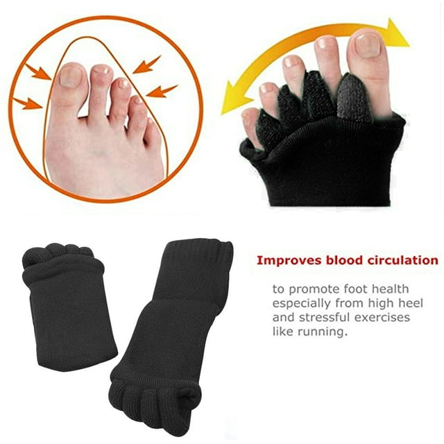 2 Pair Black/ Blue/ Rose Red Yoga Five Toe Separator Socks Foot Alignment Stretch Sports Socks
