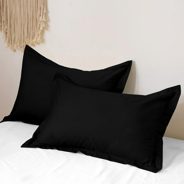 Juego de 2 fundas de almohada de color liso | Fundas de almohada transpirables 100 % poliéster para dormitorio | Tamaño estándar de 80 x 53 cm