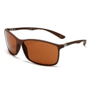 Square Sport Sunglasses With Flex Brown Rubber Frame - Brown