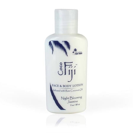 Coco Fiji 3 oz Infused Face & Body Lotion with Raw Coconut Oil, Night Blooming Jasmine