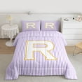 thumbnail image 2 of Feelyou Chic Purple Stripes Bedding Comforter Set for Child, Dreamy Initial R Letter Twin Comforter Sets, Kawaii Cartoon Theme Reversible Bedding Set, Ultra Soft Bedroom Decor, 2pcs, 2 of 8