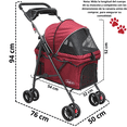thumbnail image 4 of Carriola para Mascotas Cochecito para Perros y Gatos Pequeños - Medianos Ligera y Plegable con Freno Bandeja Portavasos - Rojo, 4 of 6