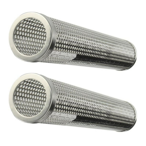 2X Round BBQ Grill Hot Cold Smoking Mesh Tube Smoke Generator Stainless Steel Smoker Wood Pellet