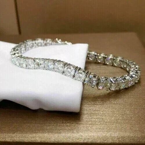 10.20 Ct Round-Cut 5 MM Lab Created Diamond Tennis Bracelet Women's 14K White Gold Plated 7.5'' 925 Sterling Silver