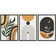 thumbnail image 1 of wall26 Framed Canvas Print Wall Art Set Mid-Century Crescent Moon Plant Landscape Nature Abstract Illustrations Modern Art Bohemian Decorative for Living Room, Bedroom, Office - 24"x36"x3 Black, 1 of 5