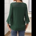 thumbnail image 4 of Blusa Elegante con Volantes para Mujer, 3/4, Cuello Redondo, Doble Capa, , Túnica. Verde Oscuro XL, 4 of 9