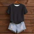 thumbnail image 5 of Summer Tops for Women 2025 Trendy Short Sleeve Round Neck Textured Knit T Shirts Business Casual Work Outfit Blouses Black L, 5 of 5