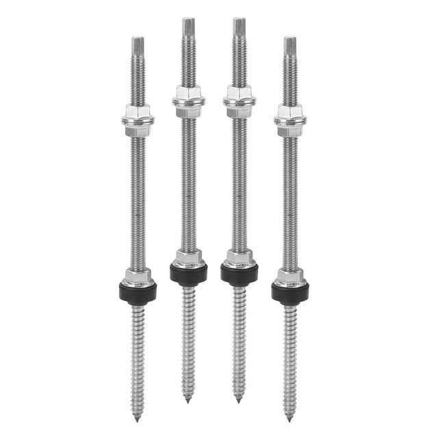 Double Head Wood Screw, Robust Clear Thread 4PCS Rustproof PV Bracket Double Head Screw For Installation