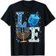 thumbnail image 1 of Camiseta de Mujer Talla Extra Grande Negra con Menorá y Dreidel Lindos para Janucá, 1 of 5
