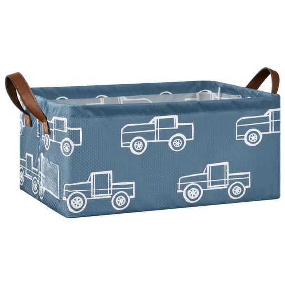 Collapsible Storage Bins Fabric Shelf Baskets with Handles Closet Organizer Outline Cars 16.9x11.4x7.7