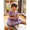 thumbnail image 4 of Toddler Little Baby Girl Easter Outfit Bunny Embroidery Smocked Dress Short Sleeve Doll Collar Bow Plaid Easter Dress Cute Summer Clothes, 4 of 10