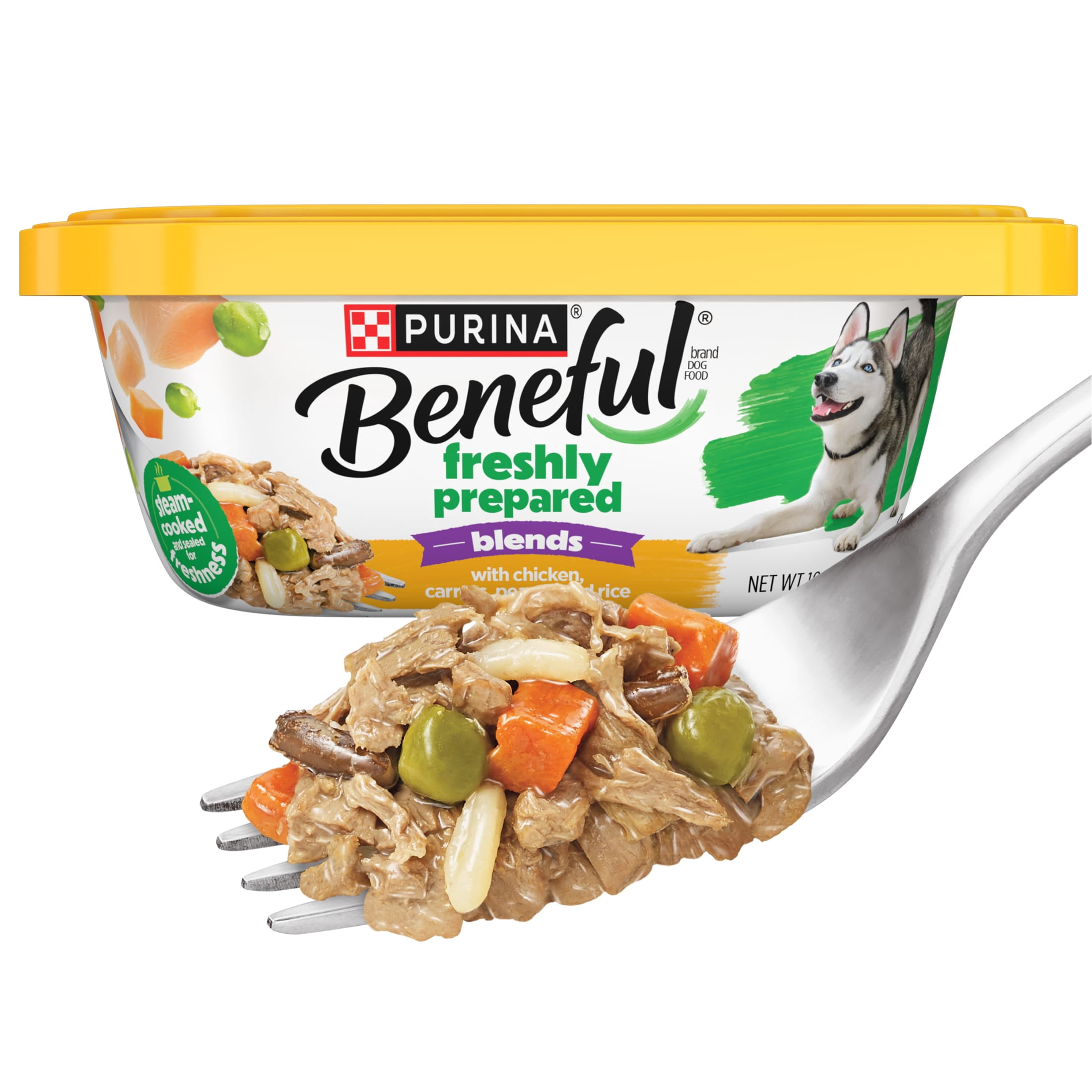 Purina Beneful Freshly Prepared Blends Wet Dog Food with Chicken, Carrots, Peas, and Wild Rice, 10 oz Tub