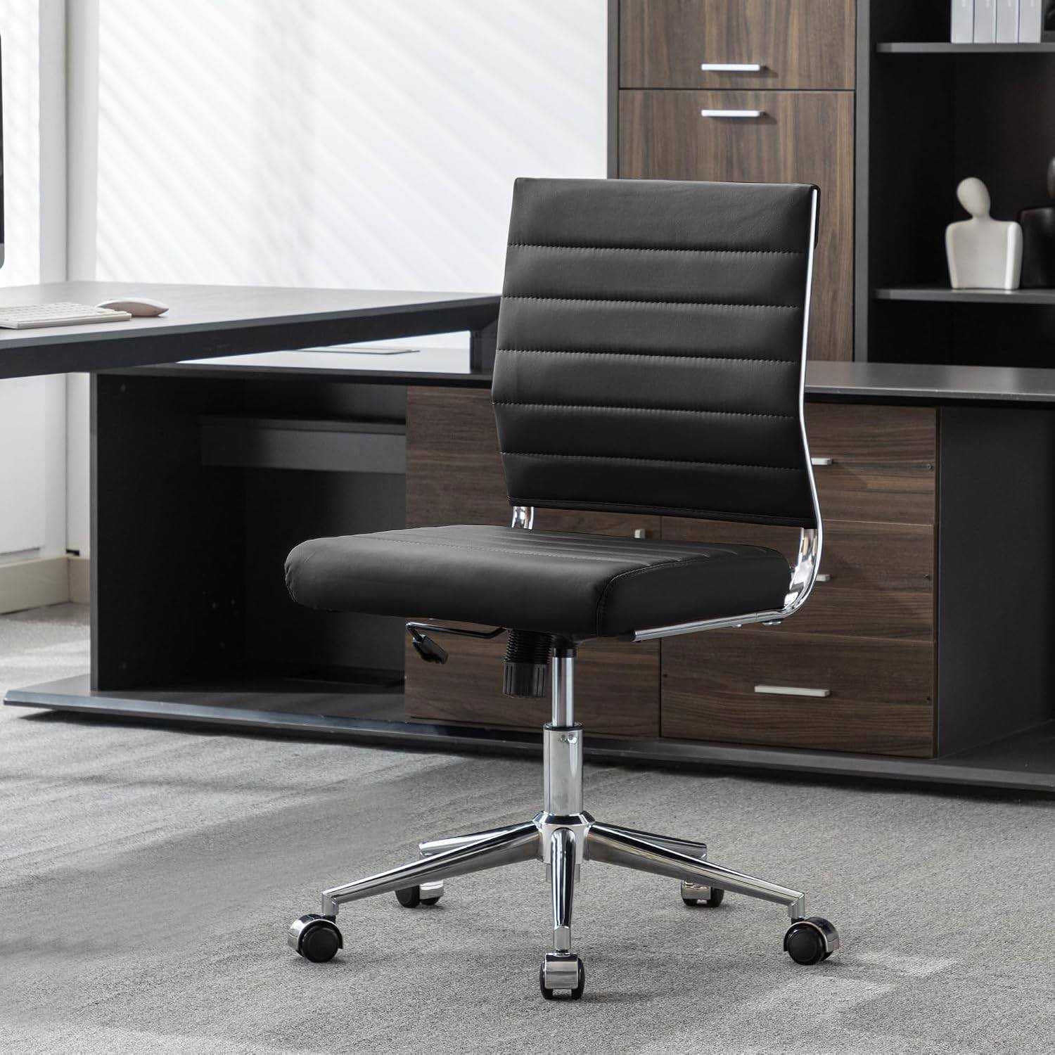 armless office desk chair backless product