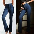 thumbnail image 2 of Ketyyh-chn99 Flare Jeans for Women Bell Bottom Jeans Mid Rise Fitted Denim Pants Dark Blue,2XL, 2 of 5