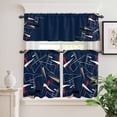 thumbnail image 3 of Kitchen Window Curtains Valance and Tier Set, Abstract Geometric on Navy Blue Rod Pocket Tier Curtain Valance Set, Color Block Minimalist Style Light Filtering Cafe Curtains for Bedroom Living Room, 3 of 9