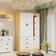 thumbnail image 6 of Idealcabin Freestanding Wardrobe Armoire With Drawers, Bedroom Wardrobe Closet for Hanging Clothes, Wood Cabinet with Shelves, 6 of 7
