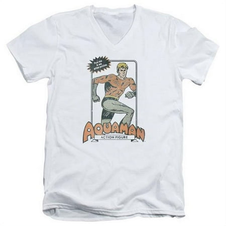 DC Comics Aquaman Action Figure Ad Adult V-Neck T-Shirt Tee