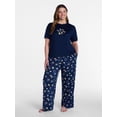 thumbnail image 2 of Joyspun Women's Dreamy Soft Collection Short Sleeve Sleep Top and Open Leg Pants Pajama Set, 2-Piece, Sizes XS-3X, 2 of 5