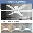 thumbnail image 4 of BayDay 52" White Ceiling Fan with LED Lights, Remote/App Control, Quiet DC Motor, Energy Efficient, 4 of 10
