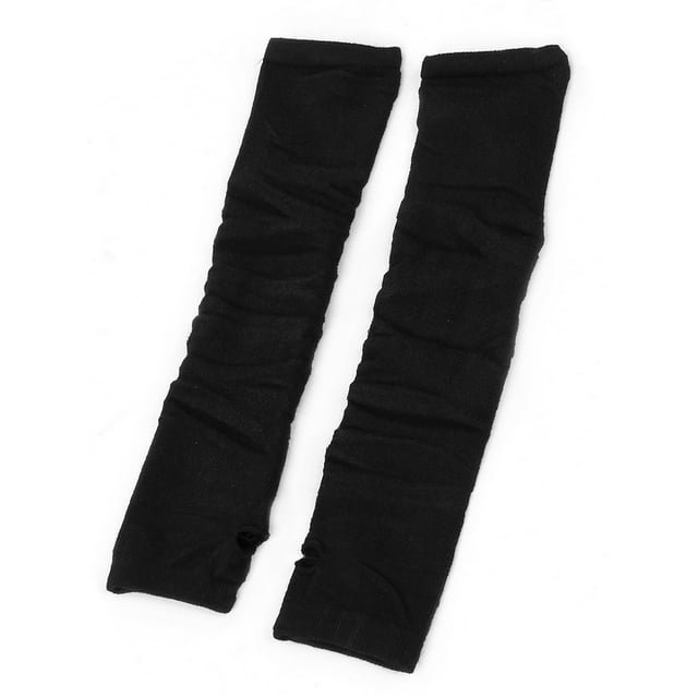 1 par de calentadores de brazo negros de acrílico sin dedos para mujeres