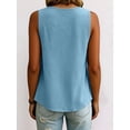 thumbnail image 6 of Women V Neck Ruffle Hem Tank Top Sleeveless Flowy Peplum Blouse Casual Light Blue XXXL, 6 of 7