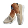 thumbnail image 3 of XIMIN Women Orthopedic Arch Support Woven Mesh Breathable Soft Sneakers Slip On Wide Diabético Footwear Standing All Day Comfortable Summer Shoes (7, Beige), 3 of 8