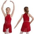 thumbnail image 2 of iiniim Kids Girls Sleeveless Halter Neck Gymnastics Ballet Leotard Dress Lyrical Figure Skating Modern Dancewear Burgundy 10, 2 of 7