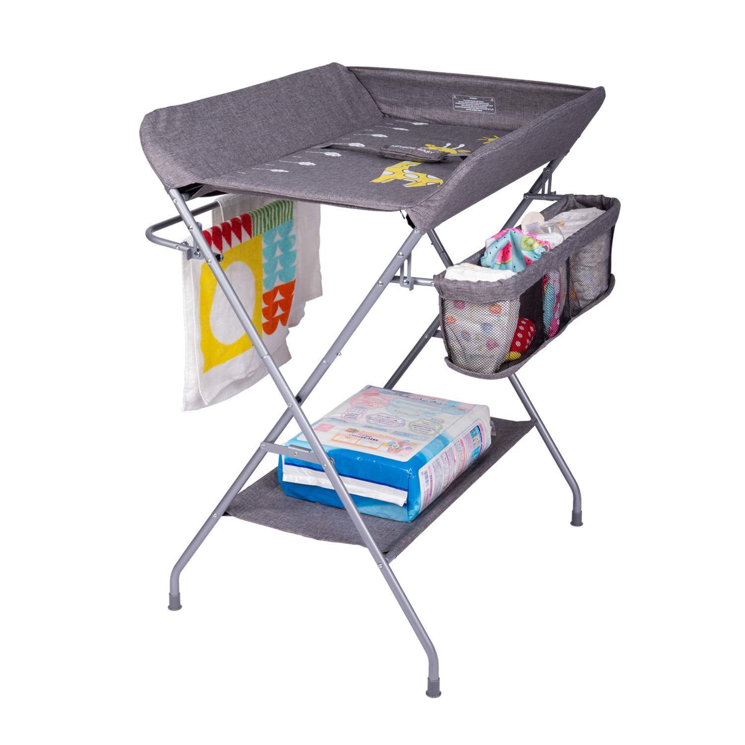 Kinbor Diaper Station, Folding Changing Table Nursery Organizer w