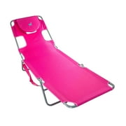 Ostrich Chaise Lounge Folding Portable Sunbathing Poolside Beach Chair, Pink
