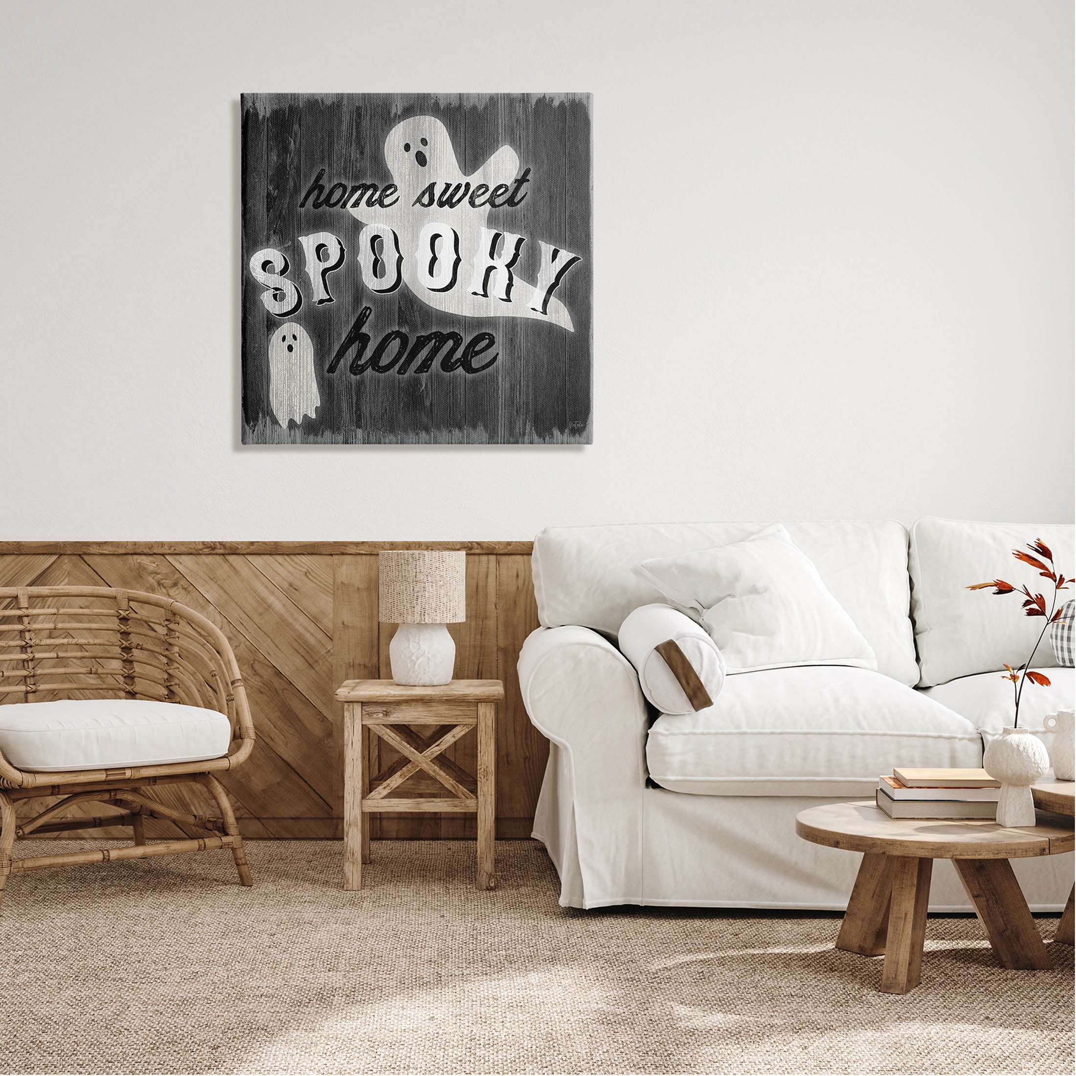 Stupell Industries Sweet Spooky Home Ghosts Sign Graphic Art Gallery Wrapped Canvas Print Wall Art, Design by Natalie Carpentieri