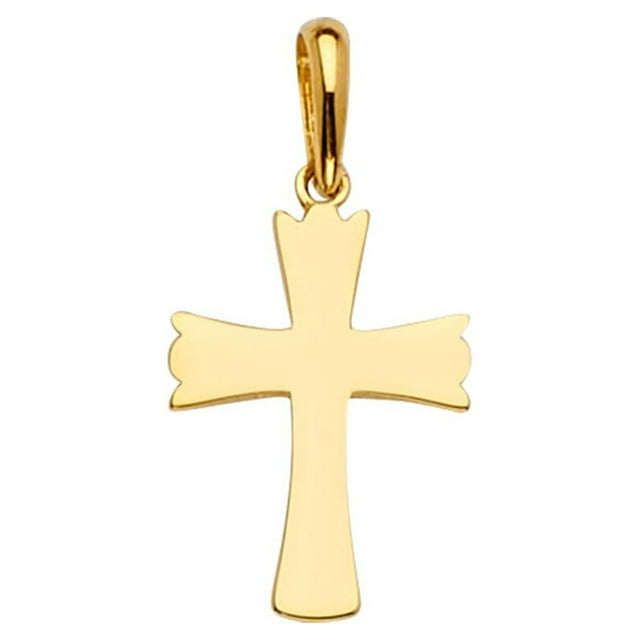 Precious Stars 14K Yellow Gold Religious Cross ¹⁵/₁₆" Unisex Pendant - No Chain, Pendant Only