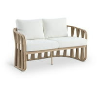 Meridian Furniture San Pietro Cream Olefin Upholstered Outdoor Patio Loveseat