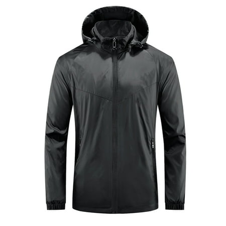 adviicd Men sLong Sleeve Sun Protection Hoodie Zip Front Performance UV/SPF Shirt Lightweight Running Fishing Shirts Big & Tall (Black M)