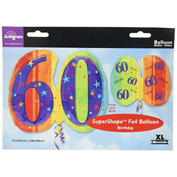 26 inch Atp A Year To Celebrate 60 Anagram Foil Mylar Balloon - Party Supplies Decorations