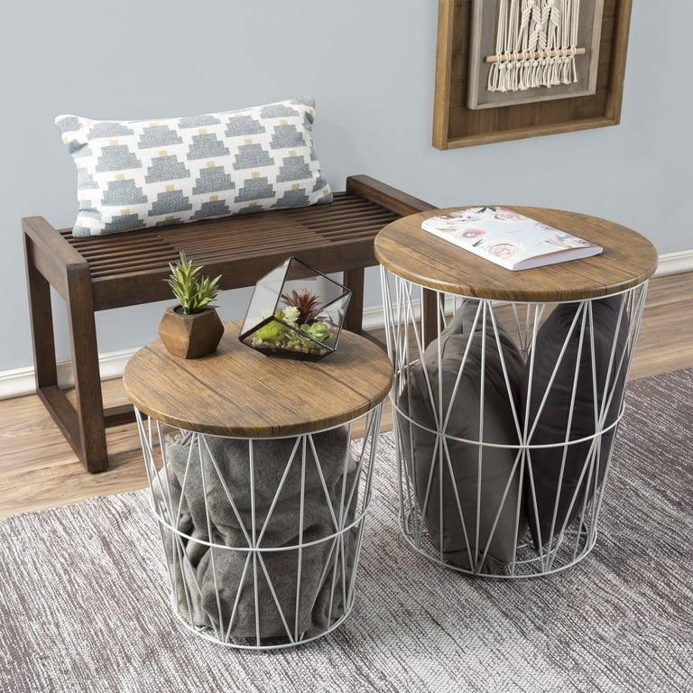 White wire basket table outlet