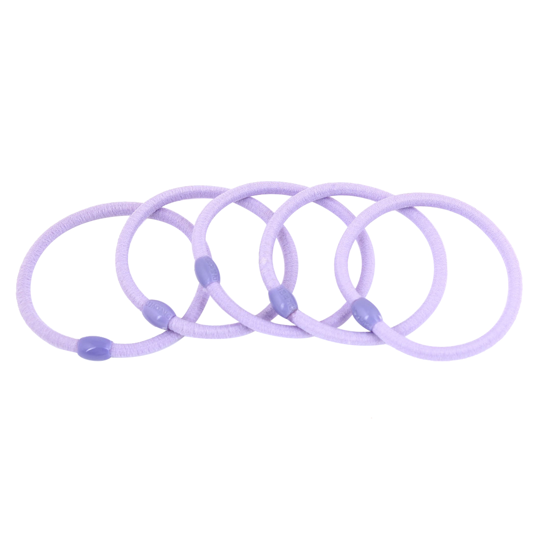 5 Pcs Light Purple Oval Beads Ponytail Holders Stretchy Hair Tie
