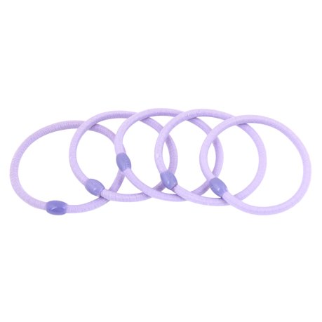 5 Pcs Elastic Light Purple Ellipse Bead Ponytail Holder Hair Band