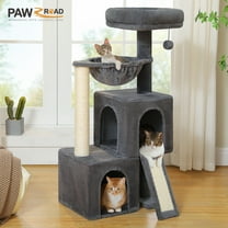 PAWZ Road 41" Cat Tree Condo with Hamock, Cat Scratcing Post Tower Ramp for Indoor Cats,Dark Gray
